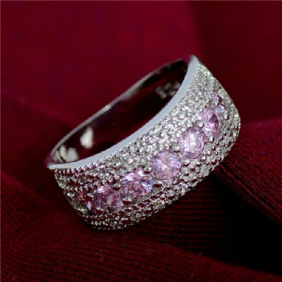 925 stamp pink cz ring