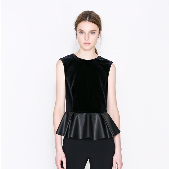 ZARA velvet peplum top