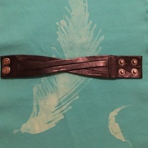 Black Leather Cuff Bracelet