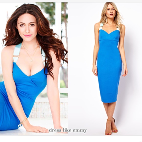 Ted Baker Blue Midi Dress Sz 0 and 2 - Picture 3 of 4