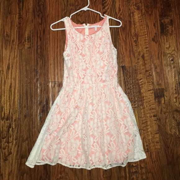 rose & cream colored lace dress