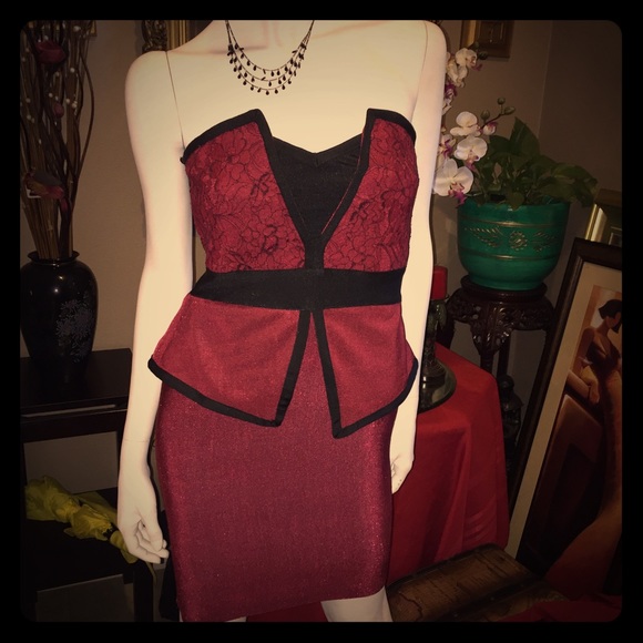 ~Wow Couture~ Burgundy Bandage Dress
