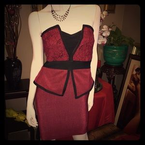 ~Wow Couture~ Burgundy Bandage Dress
