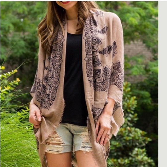 Mocha Henna Print Kimono Cardigan - Picture 4 of 4