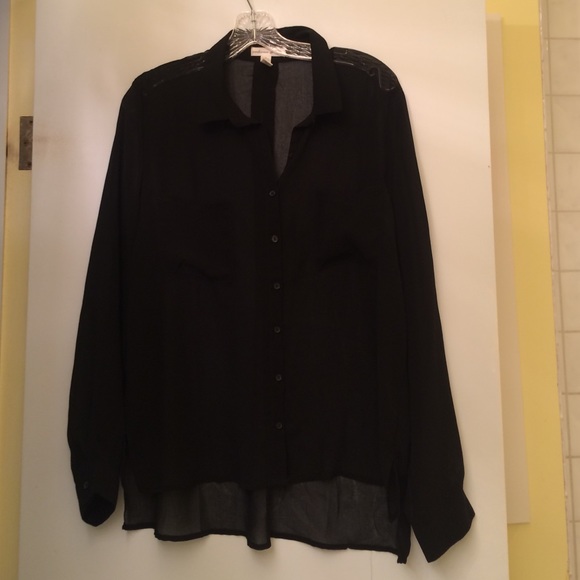 Sheer black button down