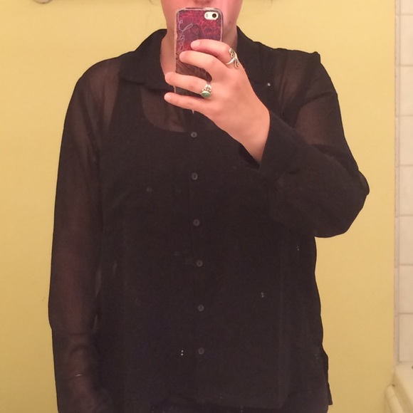 Sheer black button down - Picture 2 of 2