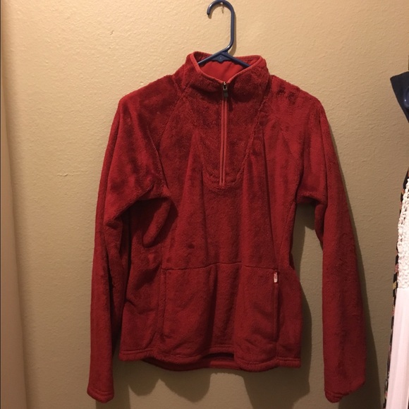 Red north face pullover