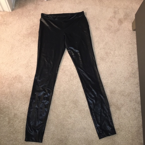 shiny wax looking coated black legging