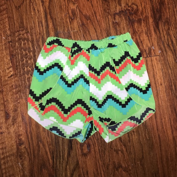 green patterned shorts