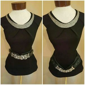 {FINAL SALE} black embellished neckline top