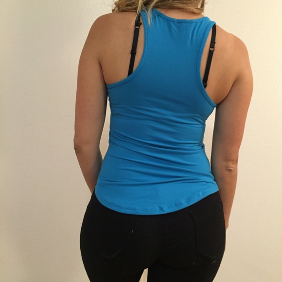 Aqua High Neck Racerback Tank - Picture 2 of 3