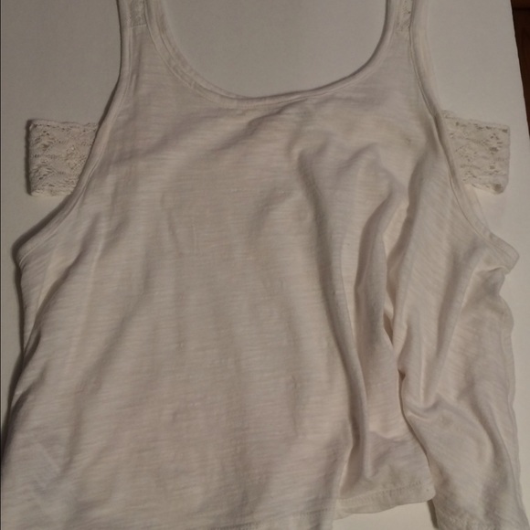 Forever21 White Off-Shoulder Tank w/ Lace Detail