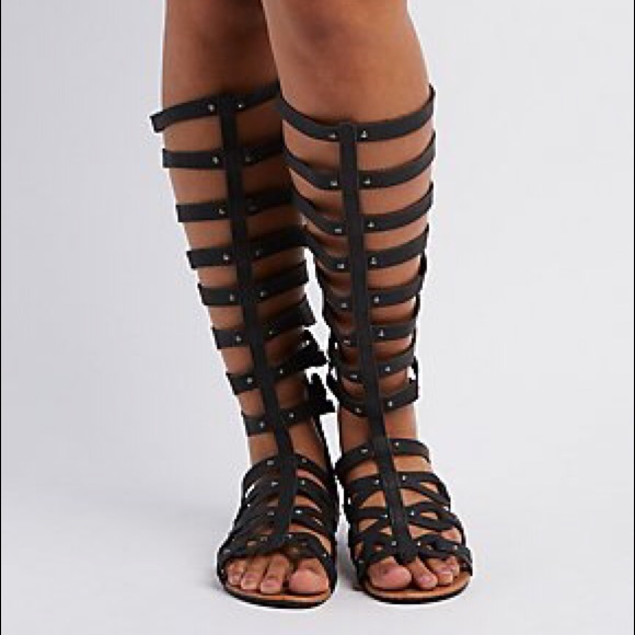 Twisted: Wide width knee-high gladiator sandals