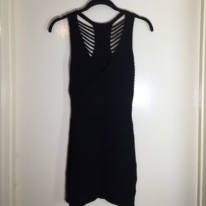 Black BEBE bodycon dress with cage back