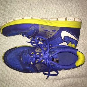 Blue and Green Nike Athletic Shoes