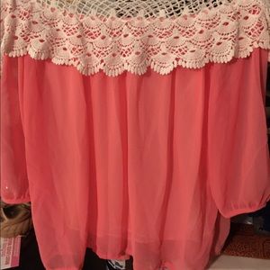 Coral top crochet collar.