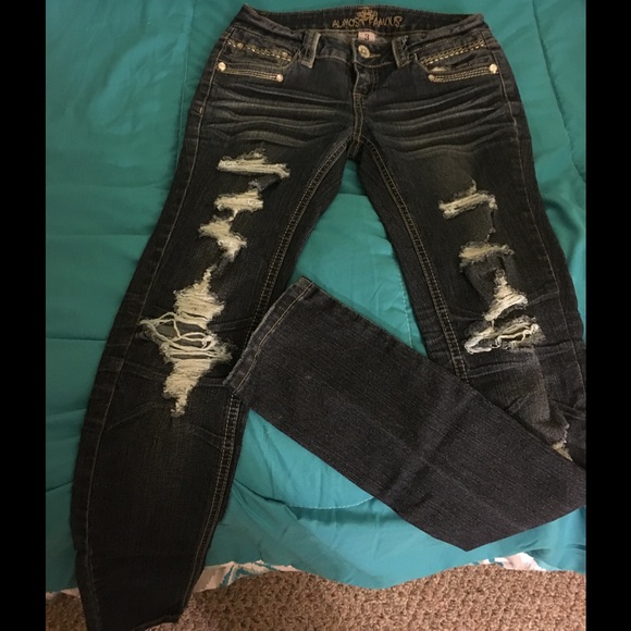 Almost Famous Denim - Almost Famous Size 3 Destructed Denim Jeans SALE