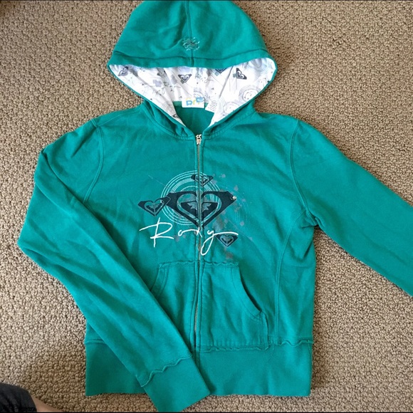 ROXY teal zip up hoodie - small