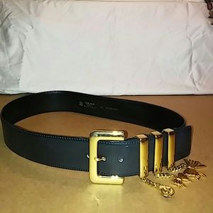 ESCADA 40" black leather with  gold accents belt