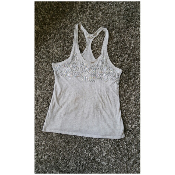 🆚PINK Gray Aztec Silver Bling Tank