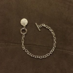 Cute silver volleyball chain bracelet