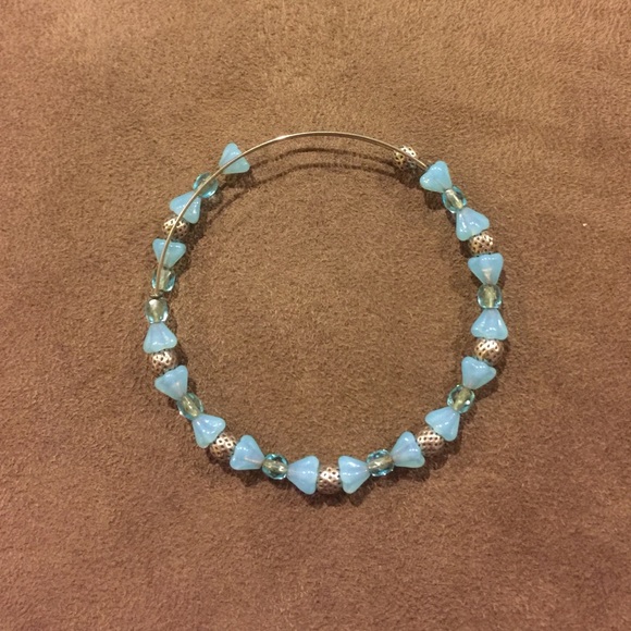 Blue and silver beaded Alex & Ani bracelet