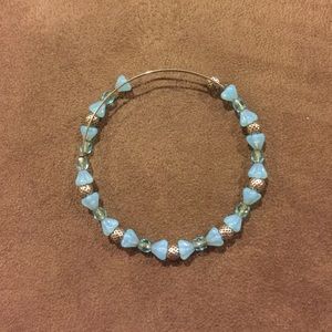 Blue and silver beaded Alex & Ani bracelet