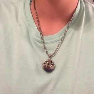 Silver and dark blue necklace