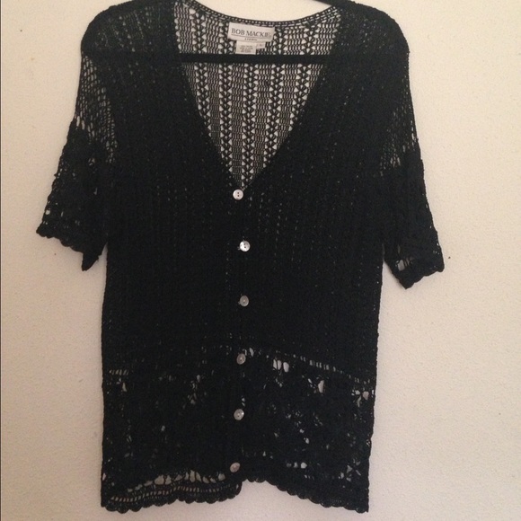 Super cute black crochet button up cardigan