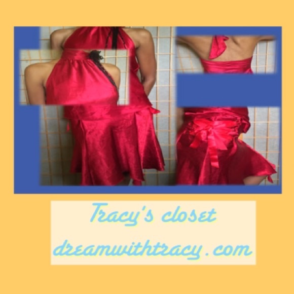 Ruby-ish red skirt and halter - Picture 2 of 3