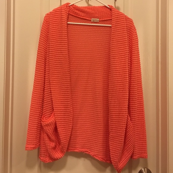 Orange Arbiella Waffle Knit Cardigan from Pixley