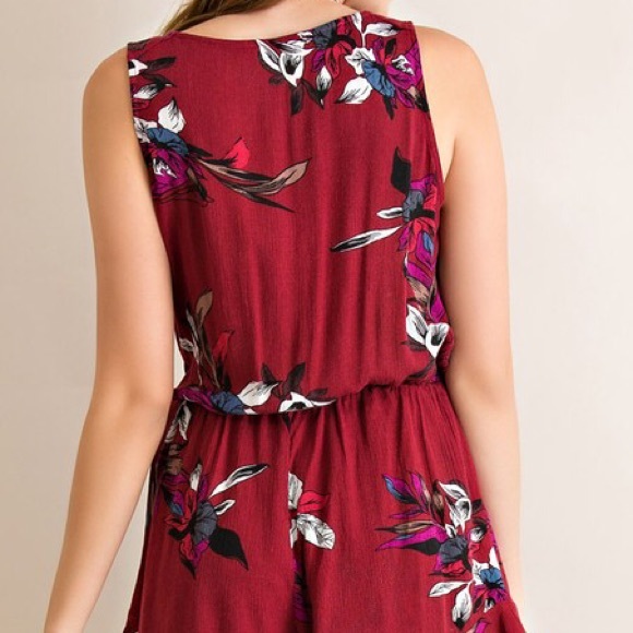 "Fusion" Floral Faux Wrap Romper - Picture 3 of 4