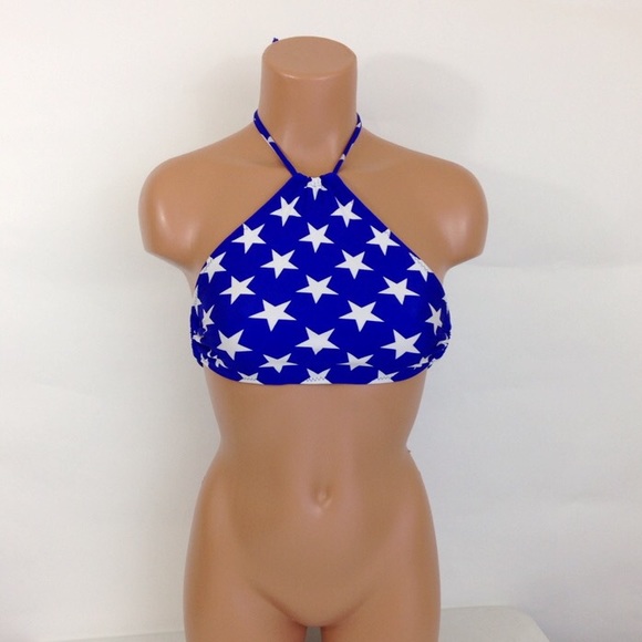 Stars American flag halter swimsuit top