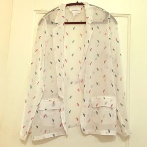 BCBG white sheer cardigan
