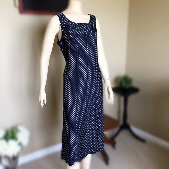 Navy Polka Dot A-Line Dress
