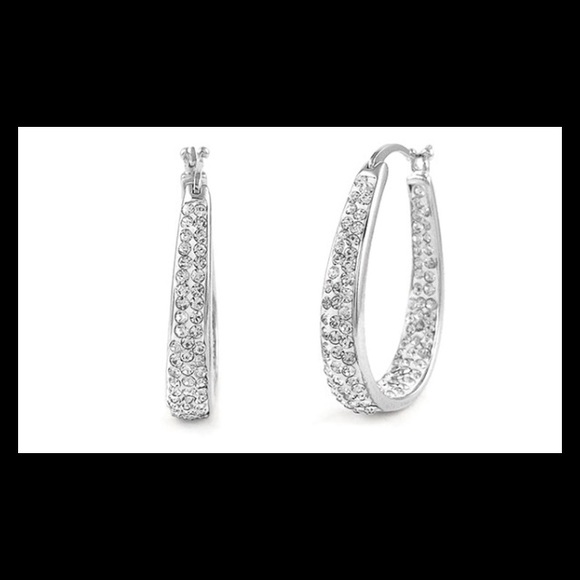 18K White Gold Plated Hoops