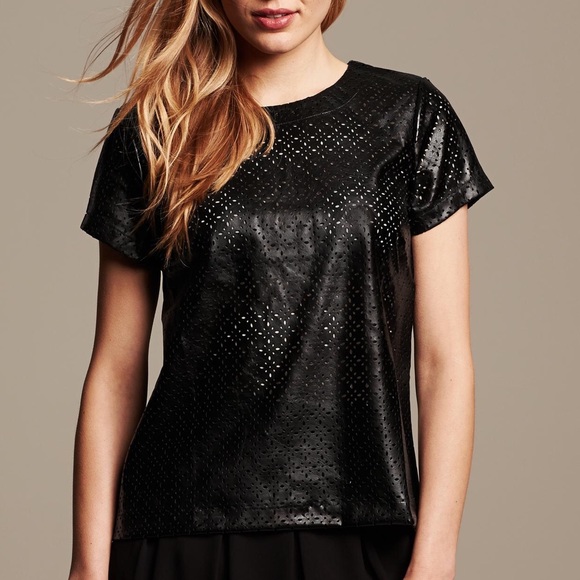 Banana Republic Tops - Banana Republic Laser Cut Leather Top