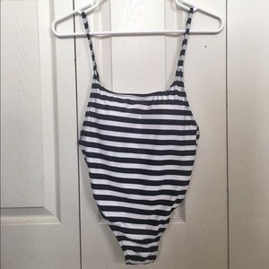 Striped low back one piece