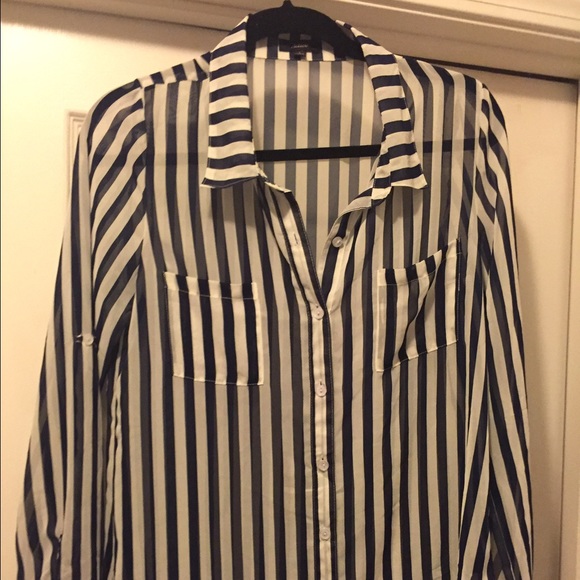Classy Sheer Navy & White Blouse