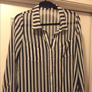 Classy Sheer Navy & White Blouse