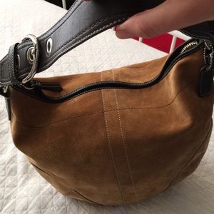 Suede coach bag