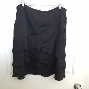 Black Silky Zip-Closure Skirt w/ Tiers