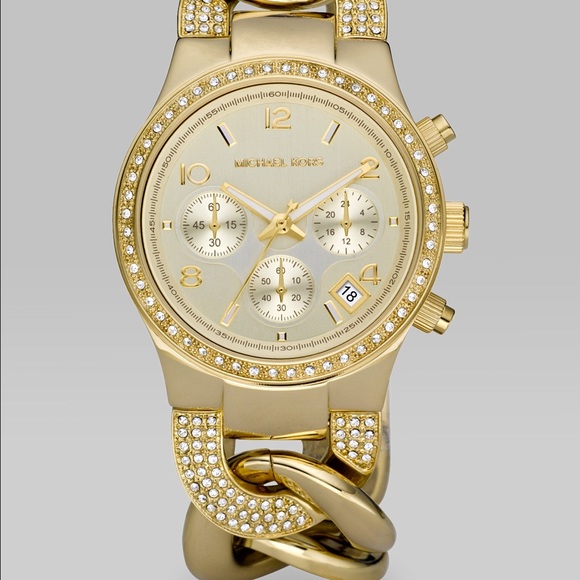 Michael Kors gold twist chain bracelet watch