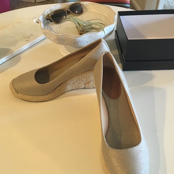 J. Crew Metallic Espadrille wedges