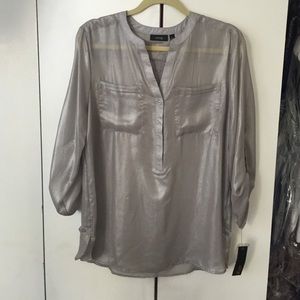 Shiny/partially sheer blouse