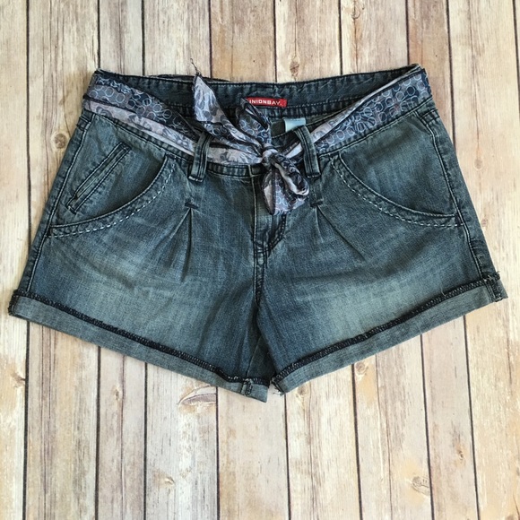 Unionbay Pants - Blue jean shorts with blue scarf belt