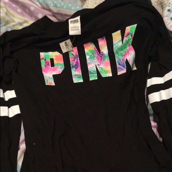 Graphic floral open back long sleeve sz S PINK