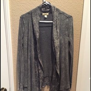 Open draped long sleeve sweater