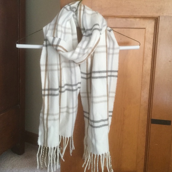 Pretty light plaid winter scarf.