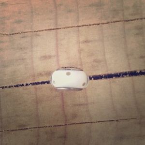 Pandora white and beige polka dot bead